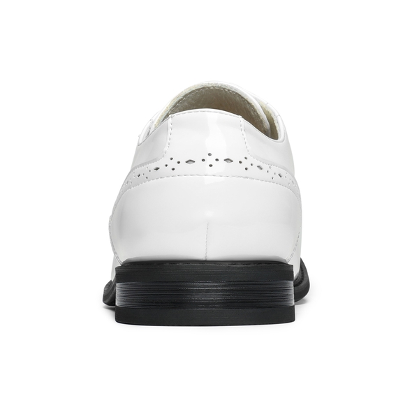 Men's Pain-Toe PU Leather Oxford Shoes - WHITE PAT - 4